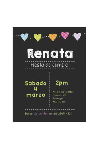 Invitacion Pizarron Corazones